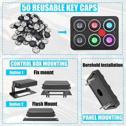 DURAFORCE 6 Gang RGB Switch Panel Touch Control 12 24V 60A SSR Relay Box IP68 Waterproof