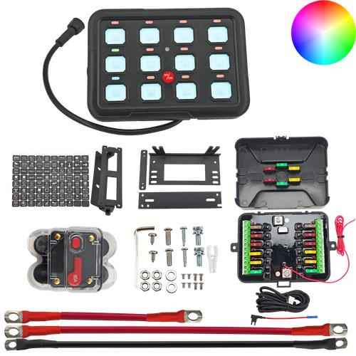 DURAFORCE 12 Gang RGB Switch Panel for Pickup Truck SUV UTV Caravan Boat Off-Road IP65