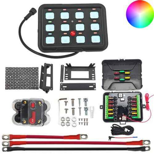 DURAFORCE 12 Gang RGB Switch Panel for Pickup Truck SUV UTV Caravan Boat Off-Road IP65