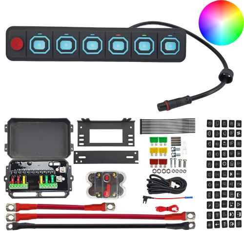 DURAFORCE 6 Gang RGB Switch Panel Toggle Momentary Pulsed SSR Circuit Control Relay Box