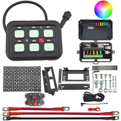 DURAFORCE 6 Gang RGB Switch Panel Toggle Momentary Pulsed SSR Relay Box Touch Control
