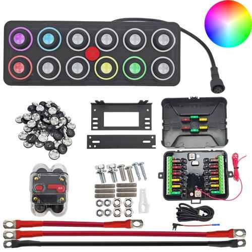 DURAFORCE 12 Gang RGB Switch Panel SOS Strobe for Car Pickup Truck SUV UTV ATV Boat Yacht
