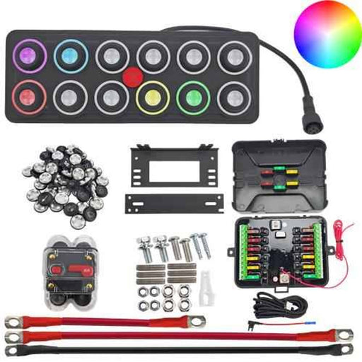 DURAFORCE 12 Gang RGB Switch Panel Toggle Momentary Pulsed SOS Circuit Control Relay Box