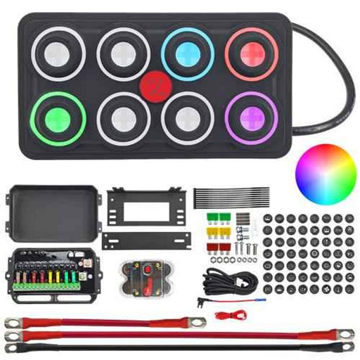 DURAFORCE 8 Gang RGB Switch Panel Toggle Momentary Pulsed SOS Circuit Control Relay Box