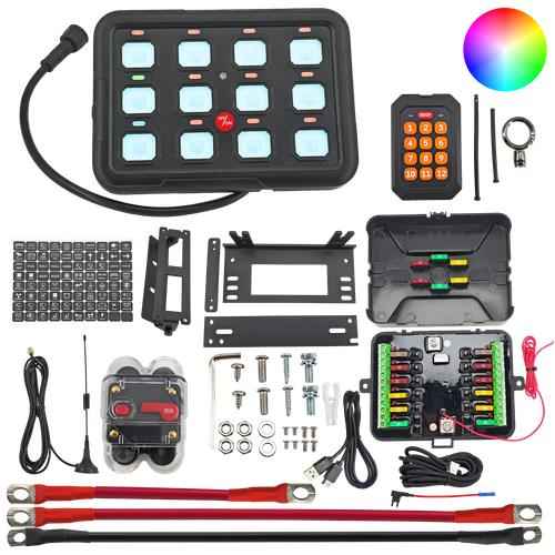 DURAFORCE 12 Gang RGB Switch Panel Circuit Control Relay Box for Truck SUV ATV Marine IP65