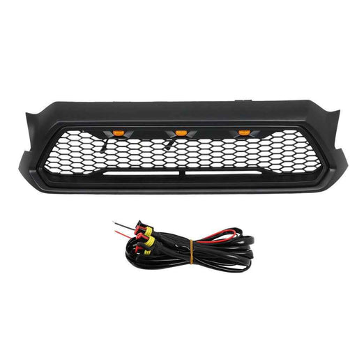 DURAFORCE Front Bumper Grill W/LED lights For Toyota Tacoma 2012-2015 Matte Black Grille