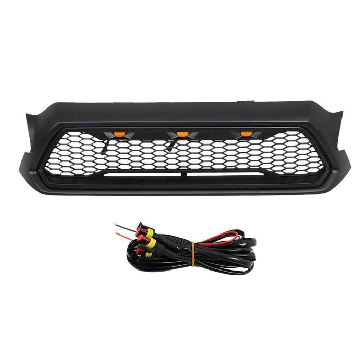 DURAFORCE Front Bumper Grill W/LED lights For Toyota Tacoma 2012-2015 Matte Black Grille