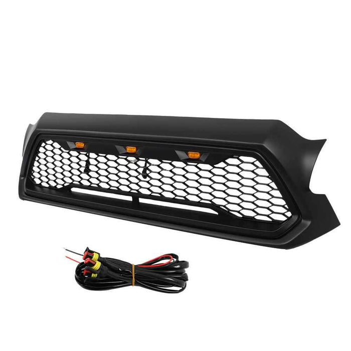 DURAFORCE Front Bumper Grill W/LED lights For Toyota Tacoma 2012-2015 Matte Black Grille