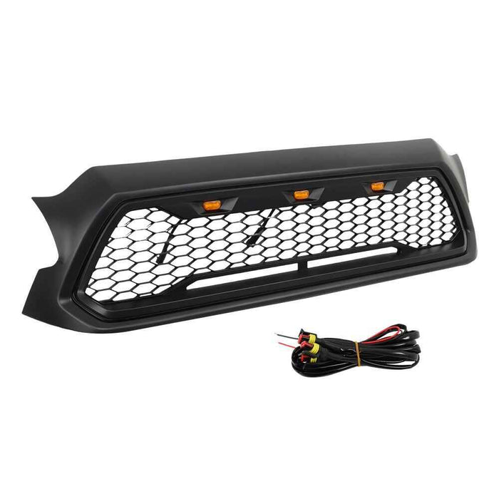 DURAFORCE Front Bumper Grill W/LED lights For Toyota Tacoma 2012-2015 Matte Black Grille
