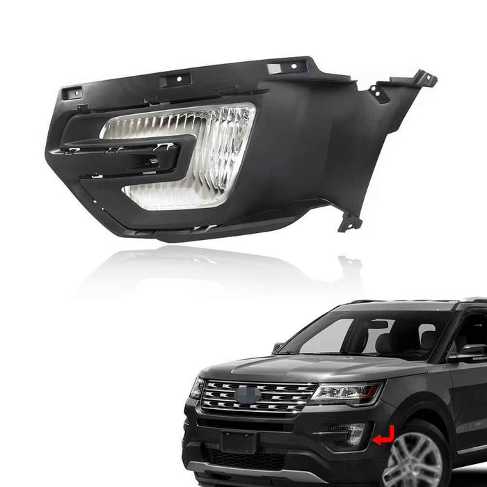 DURAFORCE Driving Fog Lights Lamps W/Bezel For 2016-2017 Ford Explorer Halogen Left Side