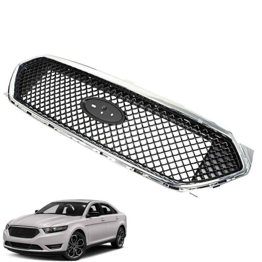 DURAFORCE For 2013-2019 Ford Taurus Chrome+Black Mesh Style Front Upper Bumper Grille