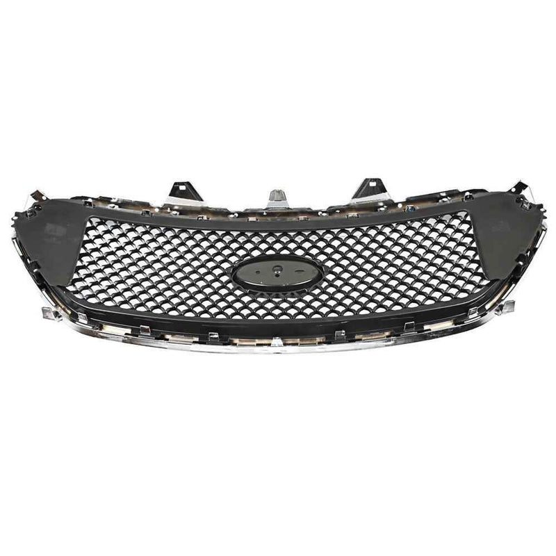 DURAFORCE For 2013-2019 Ford Taurus Chrome+Black Mesh Style Front Upper Bumper Grille