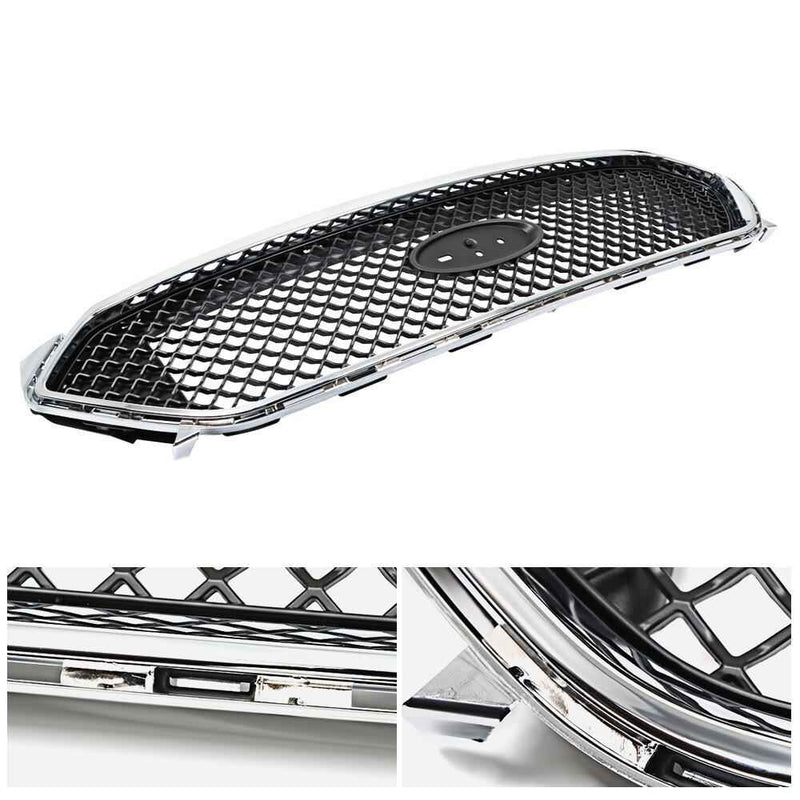 DURAFORCE For 2013-2019 Ford Taurus Chrome+Black Mesh Style Front Upper Bumper Grille