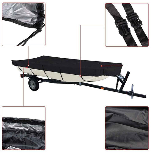 DURAFORCE WaterProof Heavy Duty Black Boat Cover 12FT 56inch For Jon Boat Trailerable