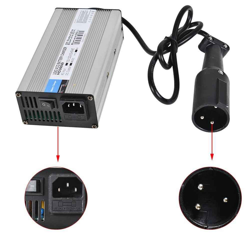 DURAFORCE 48V/6A Snap Head 3Pin Golf Cart Plug Battery Charger Club Car For E-zgo Scooters
