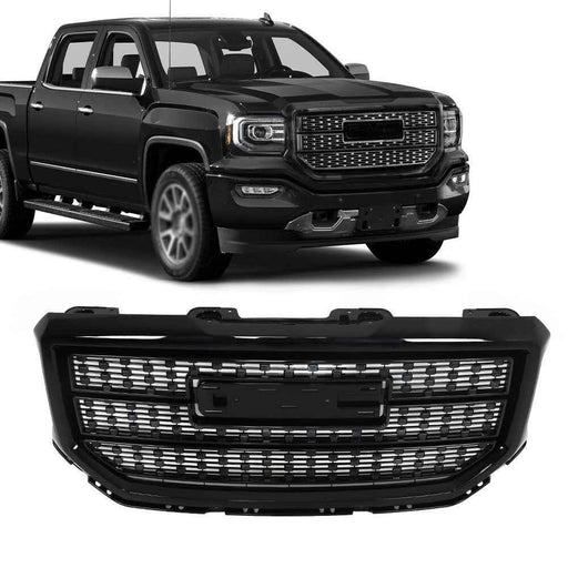 DURAFORCE Front Bumper Grille Fit For GMC Sierra 1500 Denali Style 16-18 Black Mesh Grill