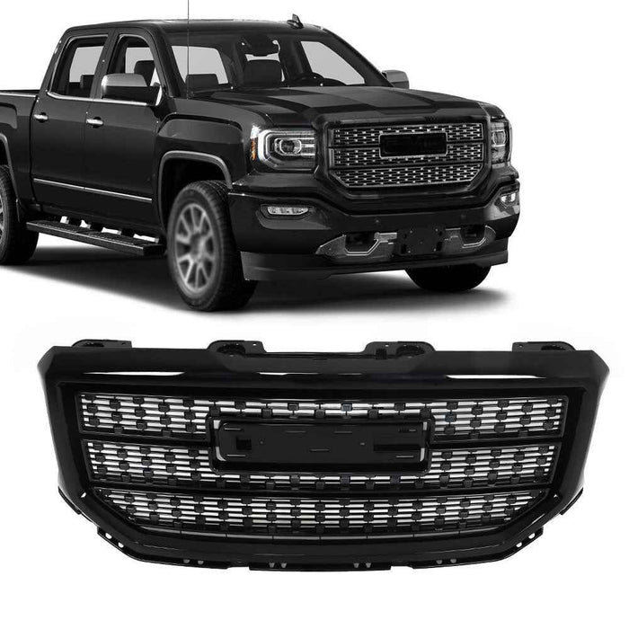 DURAFORCE Front Bumper Grille Fit For GMC Sierra 1500 Denali Style 16-18 Black Mesh Grill