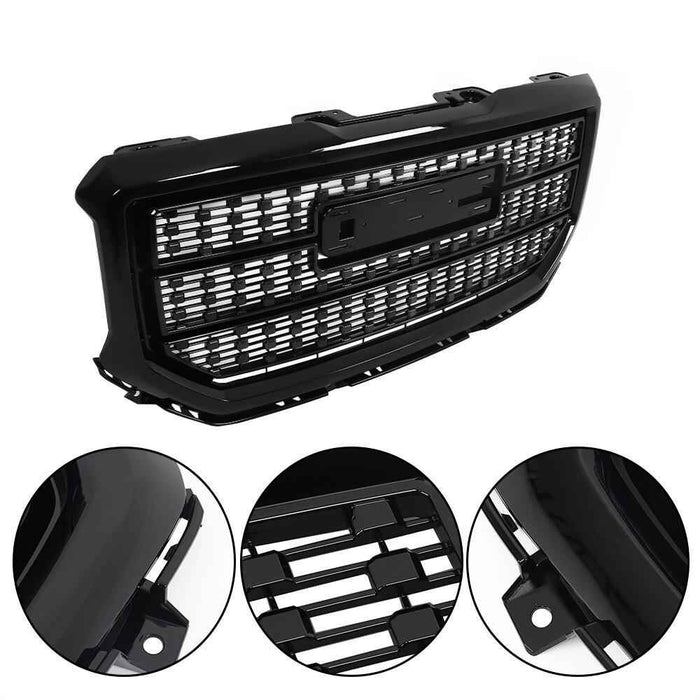 DURAFORCE Front Bumper Grille Fit For GMC Sierra 1500 Denali Style 16-18 Black Mesh Grill