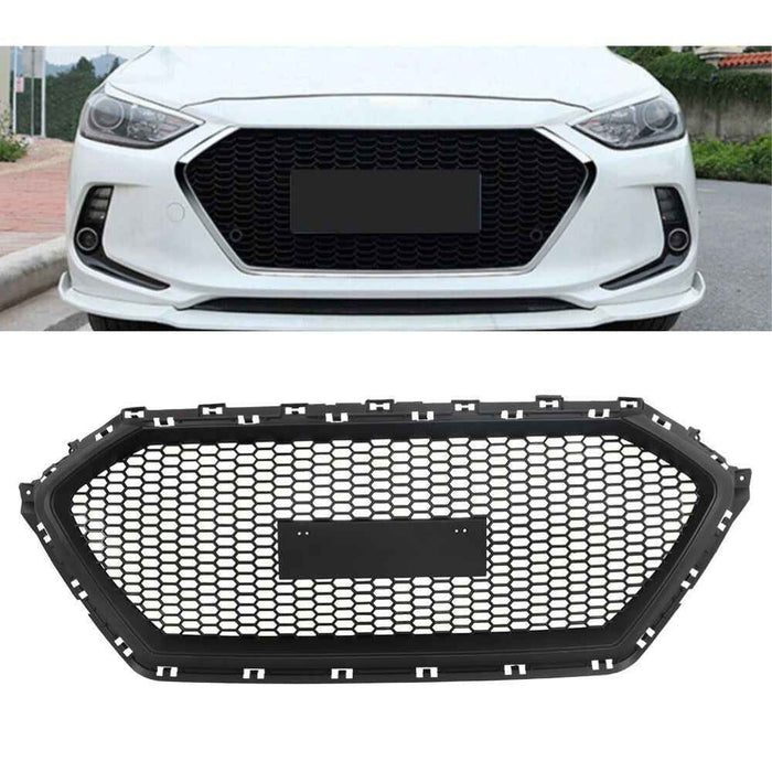 DURAFORCE Black ABS Plastic Grill For 2017 2018 Hyundai Elantra Front Bumper Hood Grille