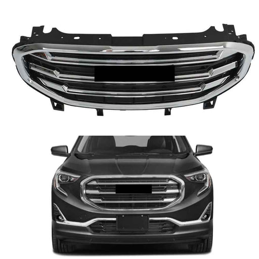 DURAFORCE For 2018-2020 2021 GMC Terrain SLT Front Bumper Grille Black W/Chrome Bar+Frame