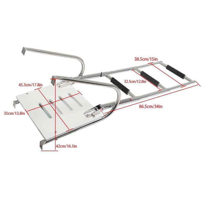 DURAFORCE 3-Step Stainless Steel Ship Ladder With Platform Marine With Telescoping New