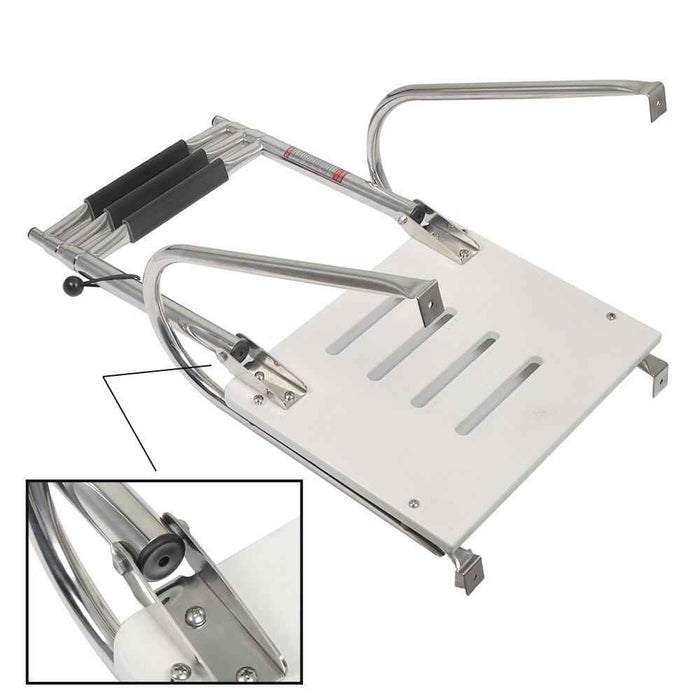 DURAFORCE 3-Step Stainless Steel Ship Ladder With Platform Marine With Telescoping New
