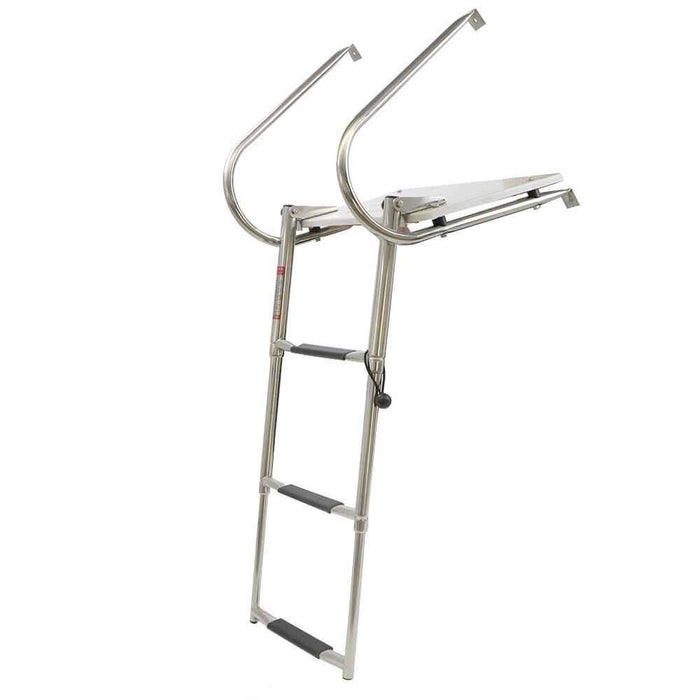 DURAFORCE 3-Step Stainless Steel Ship Ladder With Platform Marine With Telescoping New