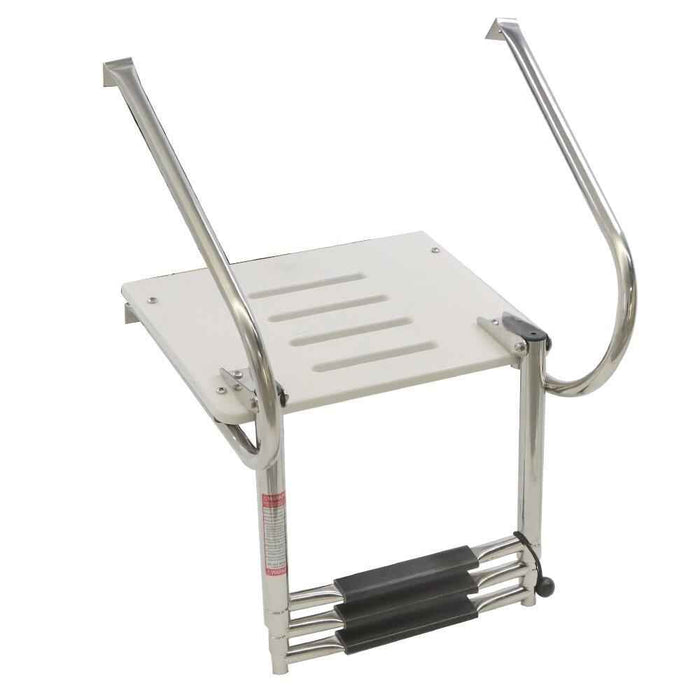 DURAFORCE 3-Step Stainless Steel Ship Ladder With Platform Marine With Telescoping New