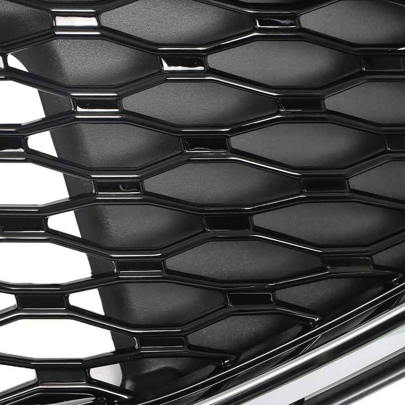 DURAFORCE Black W/Chrome Trim Grill For Ford Fusion 2017 2018 Front Bumper Upper Grille