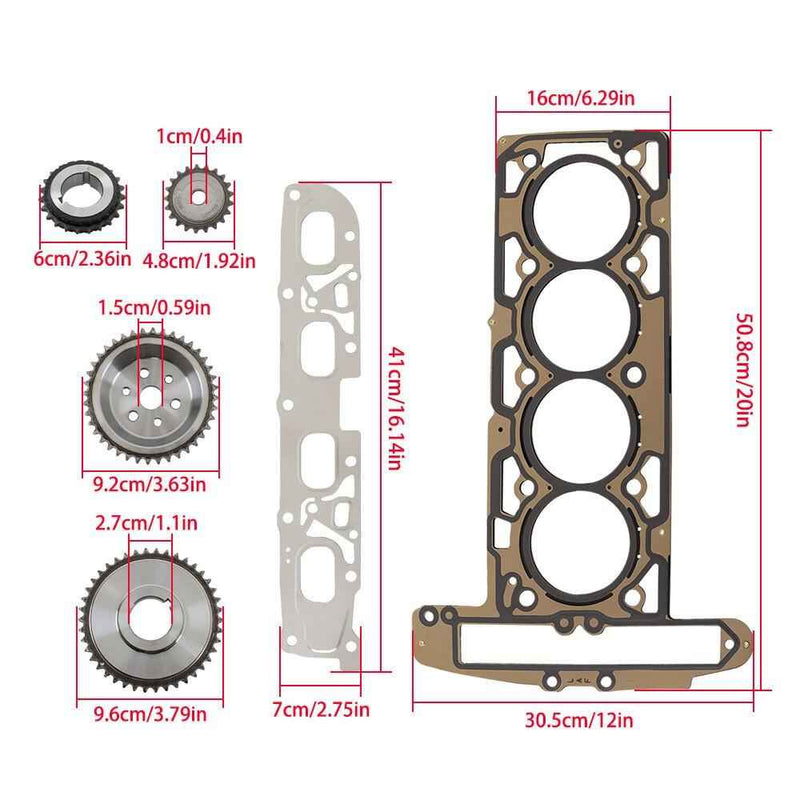 DURAFORCE Timing Chain Kit Head Gasket Bolts Set For Chevrolet Equinox Malibu GM 2.2 2.4