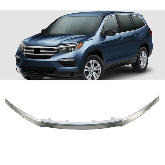 DURAFORCE For Honda Pilot 2016 2017 Front Bumper Upper Grille Trim HO1217108 Chrome Silver