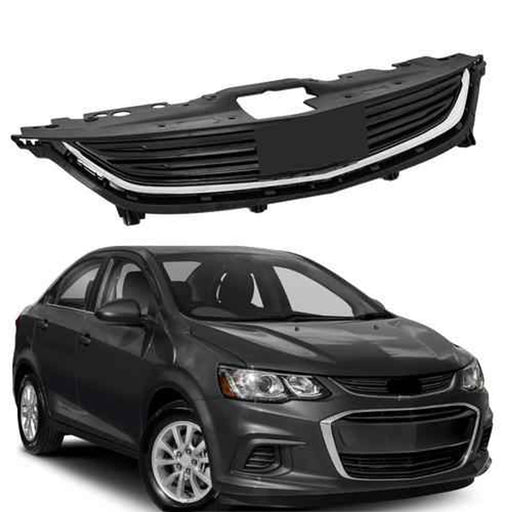 DURAFORCE Fit For Chevy Sonic 17-20 Matte Black+Chrome GM1200736 Front Upper Grille Grill