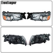 DURAFORCE Pair Halogen Headlamps For 2003 2004 Subaru Forester Black Headlights Assembly