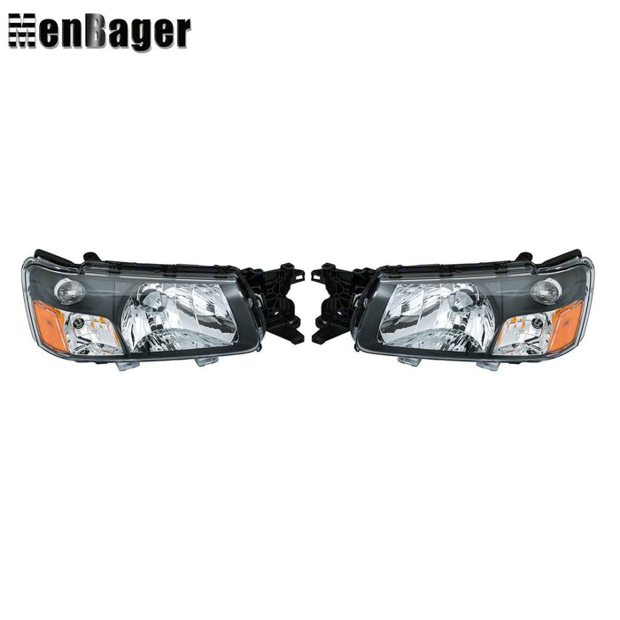 DURAFORCE Pair Halogen Headlamps For 2003 2004 Subaru Forester Black Headlights Assembly