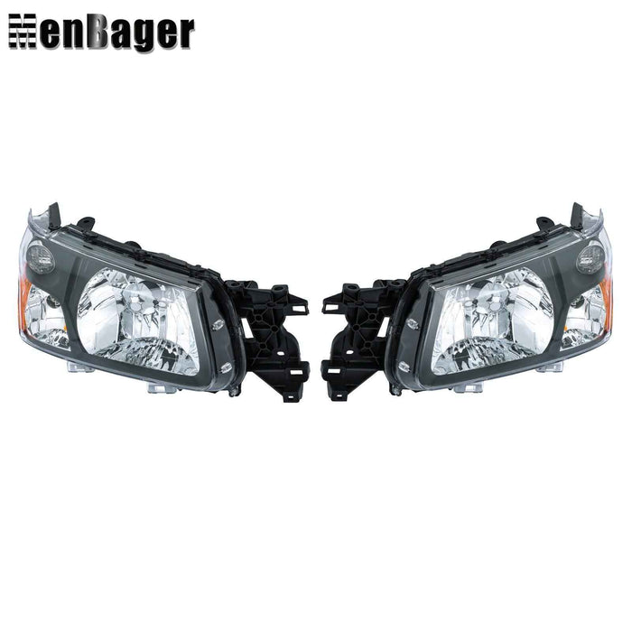 DURAFORCE Pair Halogen Headlamps For 2003 2004 Subaru Forester Black Headlights Assembly