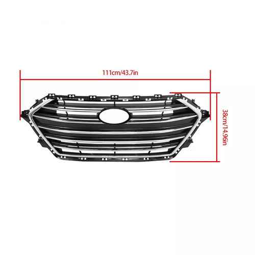 DURAFORCE Front Grille+Radiator Cover+Bumper Lid+4 Bracket For Hyundai Elantra 2017-2018