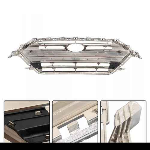 DURAFORCE Front Grille+Radiator Cover+Bumper Lid+4 Bracket For Hyundai Elantra 2017-2018