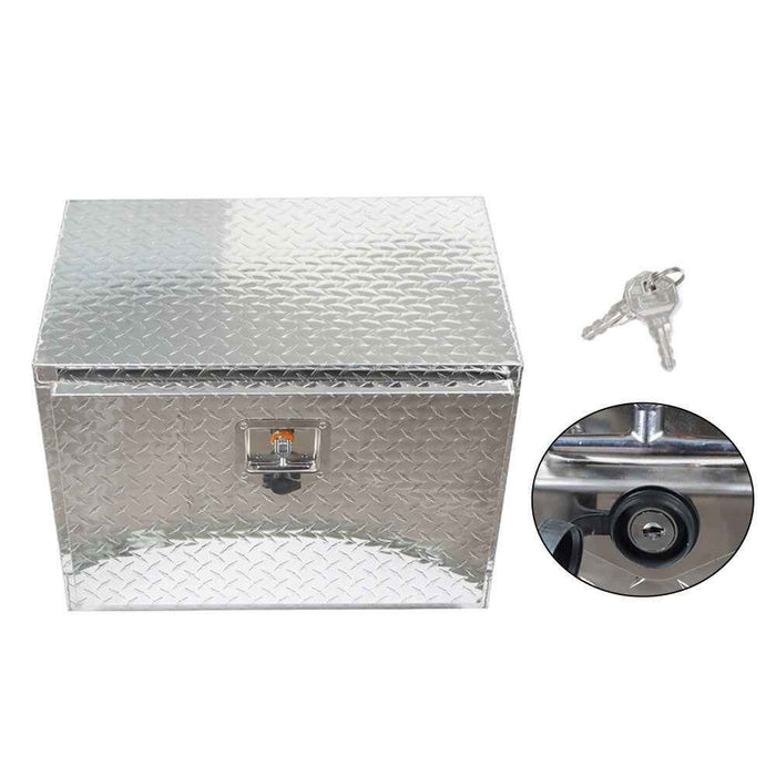 DURAFORCE 24 Inch Aluminum Diamond Plate Tool Underbody Box With T - Handle Latch