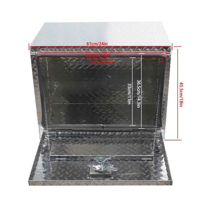 DURAFORCE 24 Inch Aluminum Diamond Plate Tool Underbody Box With T - Handle Latch