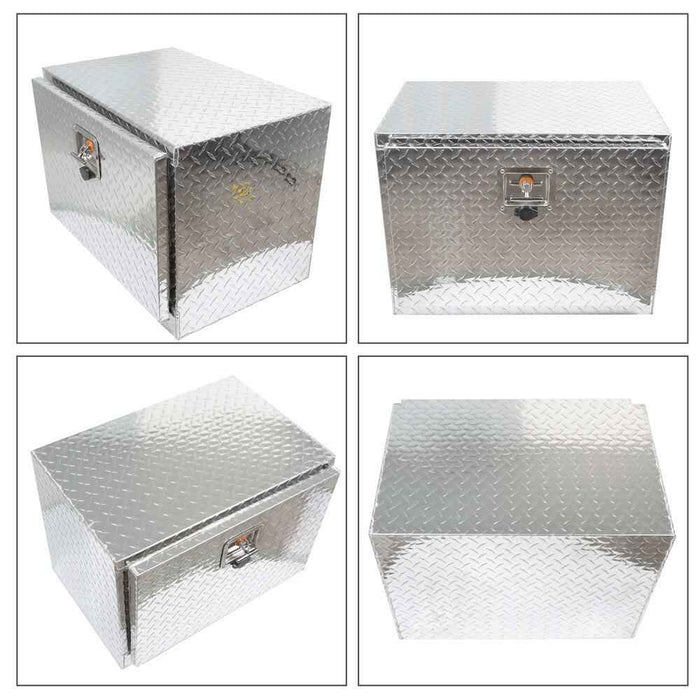 DURAFORCE 24 Inch Aluminum Diamond Plate Tool Underbody Box With T - Handle Latch