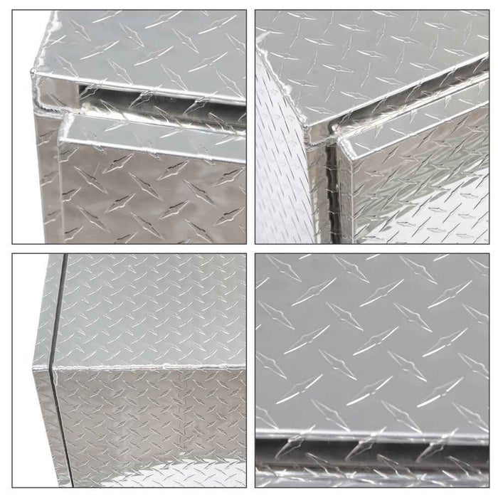 DURAFORCE 24 Inch Aluminum Diamond Plate Tool Underbody Box With T - Handle Latch