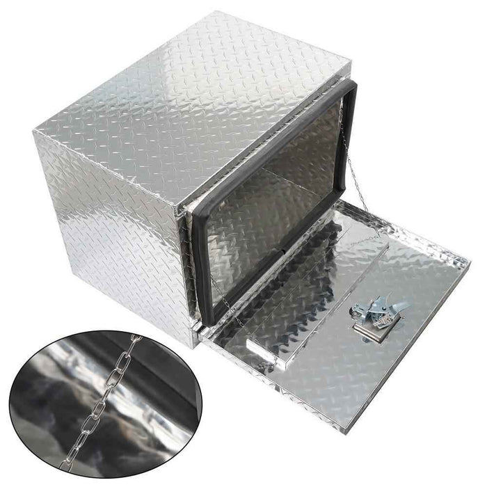 DURAFORCE 24 Inch Aluminum Diamond Plate Tool Underbody Box With T - Handle Latch