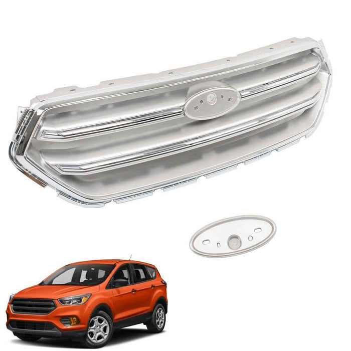 DURAFORCE Fit For Ford Escape 2017-2019 Front Hood Upper Horizontal Grille ABS Plastic