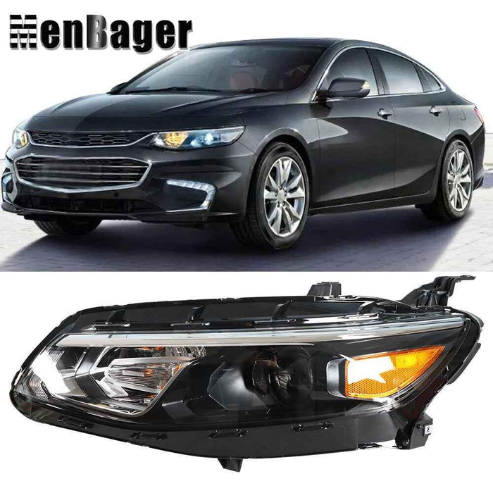 DURAFORCE For Chevy Malibu 2016 2017 2018 Driver Side Black Clear Headlight Halogen