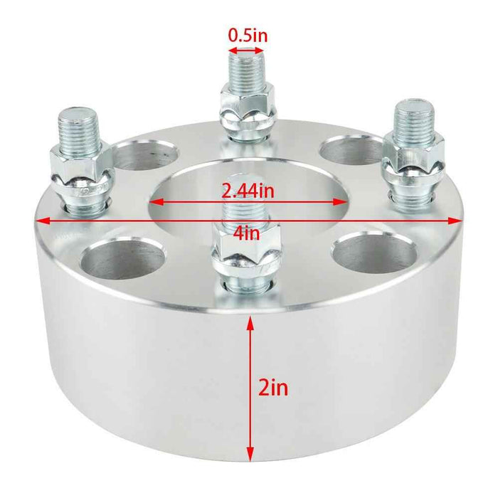 DURAFORCE 4× 2" Wheel Spacers 4x101.6 1/2"x20 For EZ GO EZGO Club Cars Golf Carts Silver
