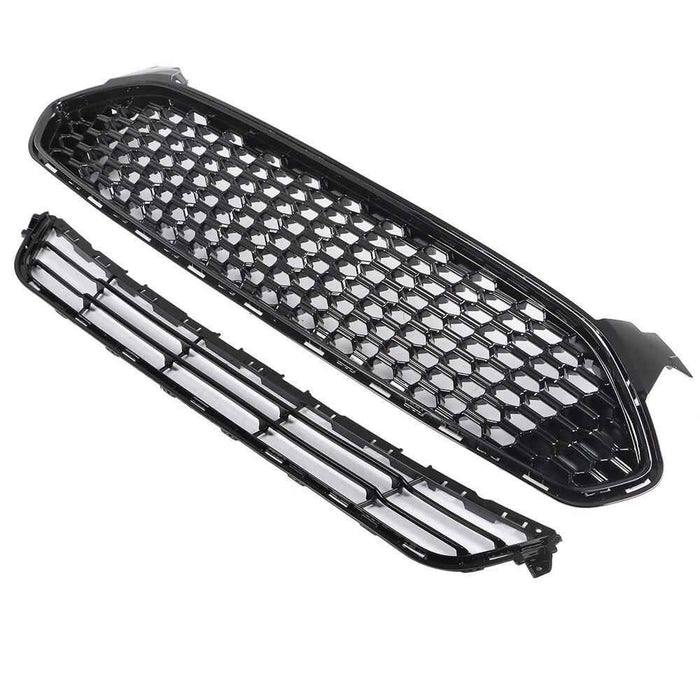 DURAFORCE Mesh Style ABS Plastic For 2013-2016 Ford Fusion Front Bumper Upper+Lower Grille