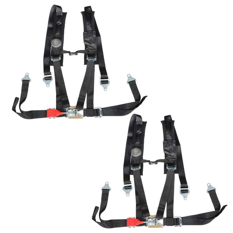 DURAFORCE Black Seat Belt Harness Pair Of 4 Point 2" Padded For 2013 Polaris RZR S 800 EFI