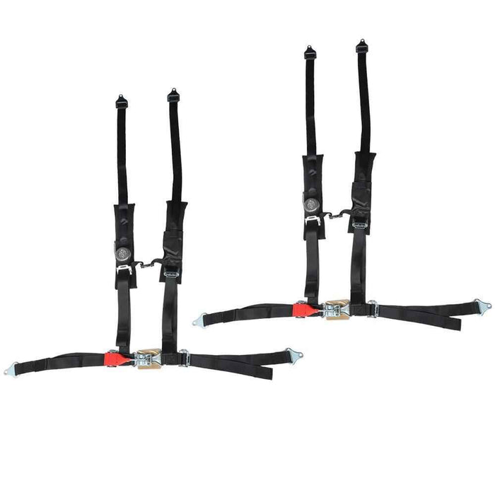 DURAFORCE Black Seat Belt Harness Pair Of 4 Point 2" Padded For 2013 Polaris RZR S 800 EFI