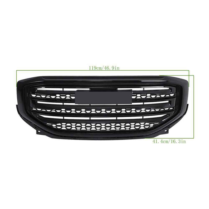 DURAFORCE Front Bumper Grille For 2017-2019 GMC Acadia SLE SL Gloss Black Grill Plastic