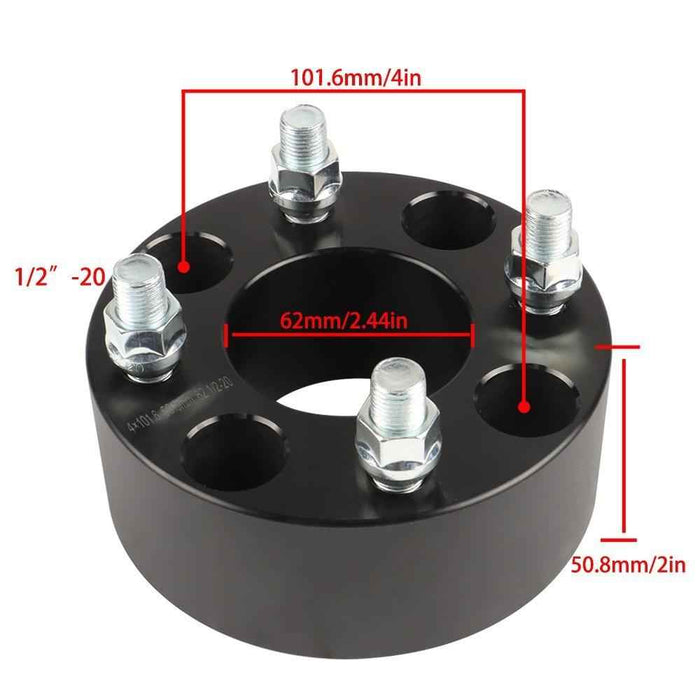 DURAFORCE 4pcs 2" 4x4 Wheel Spacers Adapters 1/2"x20 Studs For EZ GO Club Car Golf Cart